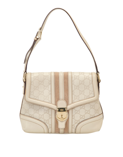 GG Signature Treasure Flap, Leather, White, 2123, DB, 2*